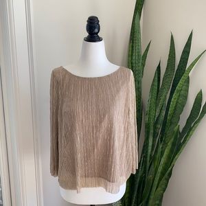 Oak and Fort Shimmery Gold Pleated Blouse M